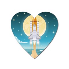 Space Exploration Illustration Heart Magnet by Vaneshart