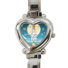 Space Exploration Illustration Heart Italian Charm Watch by Vaneshart