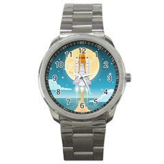 Space Exploration Illustration Sport Metal Watch by Vaneshart