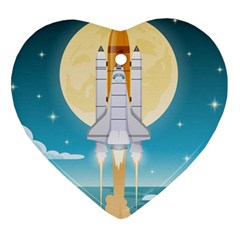 Space Exploration Illustration Heart Ornament (two Sides) by Vaneshart