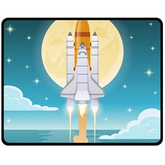 Space Exploration Illustration Fleece Blanket (medium)  by Vaneshart