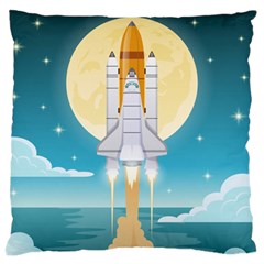 Space Exploration Illustration Large Cushion Case (one Side) by Vaneshart