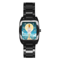 Space Exploration Illustration Stainless Steel Barrel Watch by Vaneshart