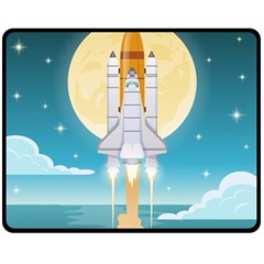 Space Exploration Illustration Double Sided Fleece Blanket (medium)  by Vaneshart