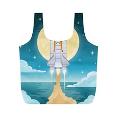 Space Exploration Illustration Full Print Recycle Bag (m) by Vaneshart