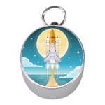 Space Exploration Illustration Mini Silver Compasses Front