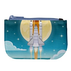 Space Exploration Illustration Large Coin Purse by Vaneshart