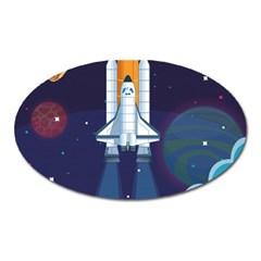 Spaceship Milkyway Galaxy Oval Magnet by Vaneshart