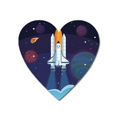 Spaceship Milkyway Galaxy Heart Magnet by Vaneshart