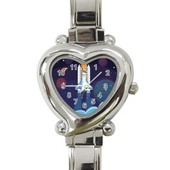 Spaceship Milkyway Galaxy Heart Italian Charm Watch by Vaneshart