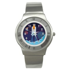 Spaceship Milkyway Galaxy Stainless Steel Watch by Vaneshart