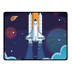 Spaceship Milkyway Galaxy Fleece Blanket (small) by Vaneshart