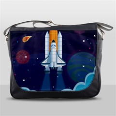 Spaceship Milkyway Galaxy Messenger Bag by Vaneshart