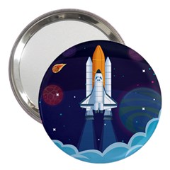 Spaceship Milkyway Galaxy 3  Handbag Mirrors by Vaneshart