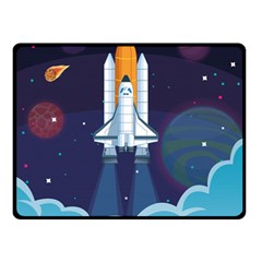 Spaceship Milkyway Galaxy Double Sided Fleece Blanket (small)  by Vaneshart