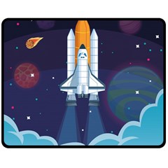 Spaceship Milkyway Galaxy Double Sided Fleece Blanket (medium)  by Vaneshart