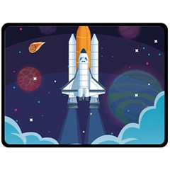 Spaceship Milkyway Galaxy Double Sided Fleece Blanket (large)  by Vaneshart