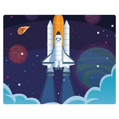 Spaceship Milkyway Galaxy Double Sided Flano Blanket (medium)  by Vaneshart