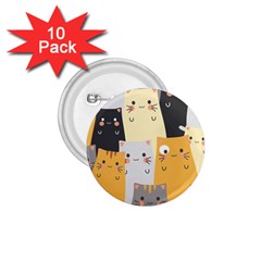 Seamless Pattern Cute Cat Cartoons 1 75  Buttons (10 Pack)