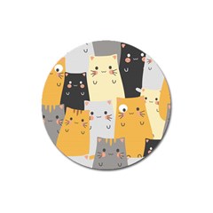 Seamless Pattern Cute Cat Cartoons Magnet 3  (round) by Vaneshart