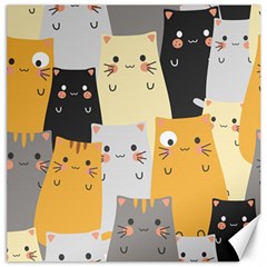 Seamless Pattern Cute Cat Cartoons Canvas 16  X 16  by Vaneshart