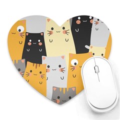 Seamless Pattern Cute Cat Cartoons Heart Mousepads by Vaneshart