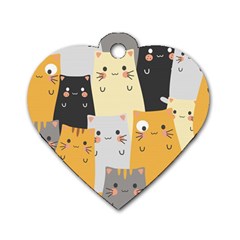 Seamless Pattern Cute Cat Cartoons Dog Tag Heart (one Side) by Vaneshart