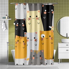 Seamless Pattern Cute Cat Cartoons Shower Curtain 48  X 72  (small)  by Vaneshart