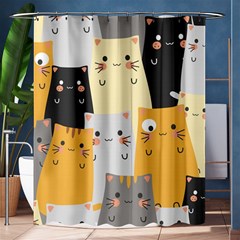 Seamless Pattern Cute Cat Cartoons Shower Curtain 60  X 72  (medium)  by Vaneshart