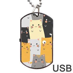 Seamless Pattern Cute Cat Cartoons Dog Tag Usb Flash (two Sides) by Vaneshart