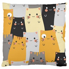 Seamless Pattern Cute Cat Cartoons Large Cushion Case (one Side) by Vaneshart