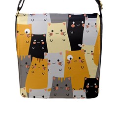 Seamless Pattern Cute Cat Cartoons Flap Closure Messenger Bag (l) by Vaneshart