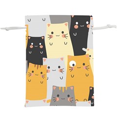 Seamless Pattern Cute Cat Cartoons  Lightweight Drawstring Pouch (xl) by Vaneshart