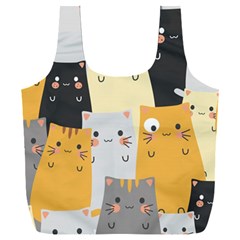 Seamless Pattern Cute Cat Cartoons Full Print Recycle Bag (xxl)