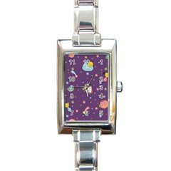 Space Travels Seamless Pattern Vector Cartoon Rectangle Italian Charm Watch by Vaneshart