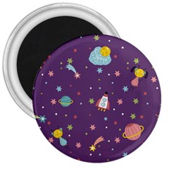 Space Travels Seamless Pattern Vector Cartoon 3  Magnets by Vaneshart