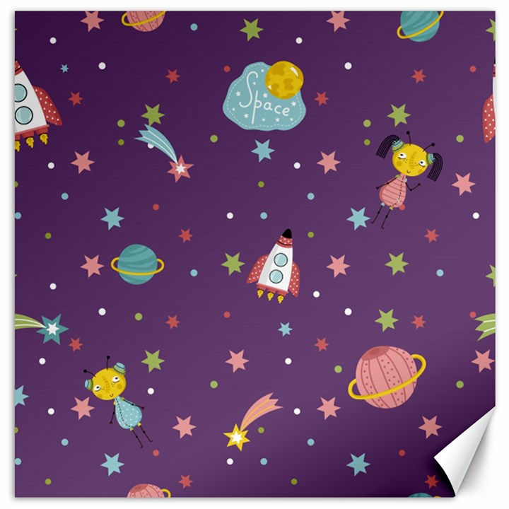 Space Travels Seamless Pattern Vector Cartoon Canvas 16  x 16 