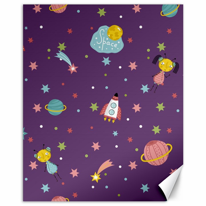 Space Travels Seamless Pattern Vector Cartoon Canvas 11  x 14 