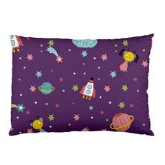 Space Travels Seamless Pattern Vector Cartoon Pillow Case by Vaneshart