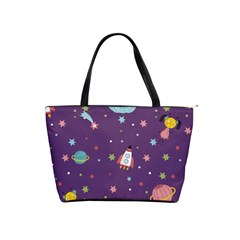 Space Travels Seamless Pattern Vector Cartoon Classic Shoulder Handbag by Vaneshart