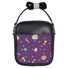 Space Travels Seamless Pattern Vector Cartoon Girls Sling Bag by Vaneshart