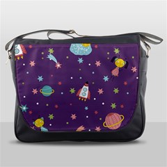 Space Travels Seamless Pattern Vector Cartoon Messenger Bag by Vaneshart