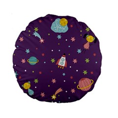 Space Travels Seamless Pattern Vector Cartoon Standard 15  Premium Round Cushions by Vaneshart