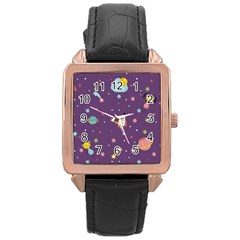 Space Travels Seamless Pattern Vector Cartoon Rose Gold Leather Watch  by Vaneshart