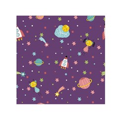 Space Travels Seamless Pattern Vector Cartoon Small Satin Scarf (square) by Vaneshart