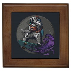 Illustration Astronaut Cosmonaut Paying Skateboard Sport Space With Astronaut Suit Framed Tile by Vaneshart