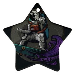 Illustration Astronaut Cosmonaut Paying Skateboard Sport Space With Astronaut Suit Ornament (star) by Vaneshart