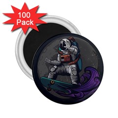 Illustration Astronaut Cosmonaut Paying Skateboard Sport Space With Astronaut Suit 2 25  Magnets (100 Pack)  by Vaneshart