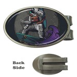 Illustration Astronaut Cosmonaut Paying Skateboard Sport Space With Astronaut Suit Money Clips (Oval)  Front