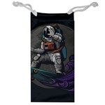 Illustration Astronaut Cosmonaut Paying Skateboard Sport Space With Astronaut Suit Jewelry Bag Front